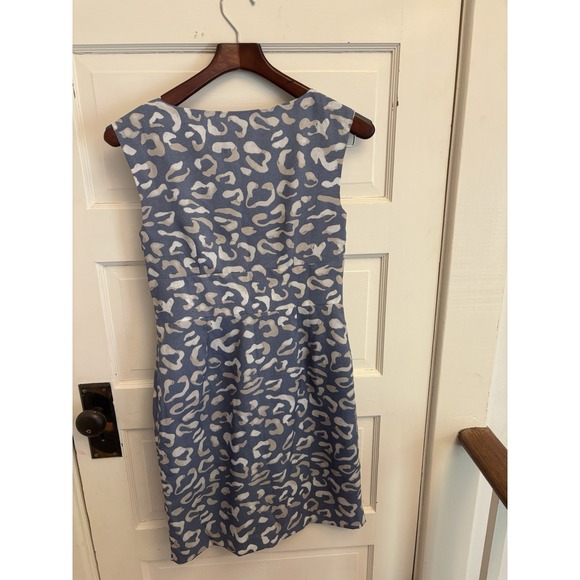 Ann Taylor Women's Blue Animal Print Sleeveless Sheath Dress Size 0 New $119 - Picture 6 of 8